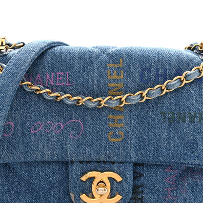 Denim Quilted Mini Denim Mood Rectangular Flap Blue Multicolor