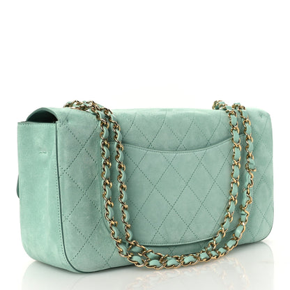 Suede Calfskin Small Souplissimo Maxi Flap Green