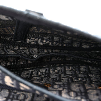 Oblique Embroidered Saddle Bag Blue