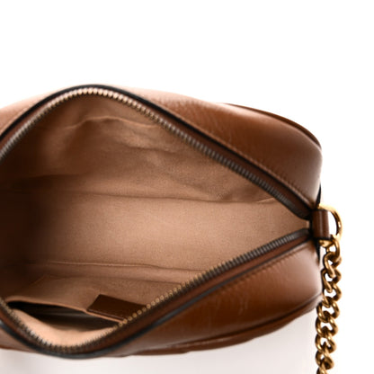 Glazed Calfskin Matelasse Diagonal Small GG Marmont Chain Shoulder Bag Cuir