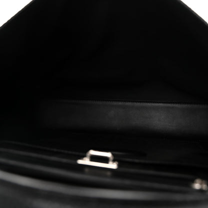 Cuoio Romano Selleria Vitello Grace Glazed Fabric FF 1974 Large Peekaboo Iconic Essential Satchel Black