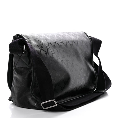 Imprime Monogram Medium Double Buckle Flap Messenger Bag Black