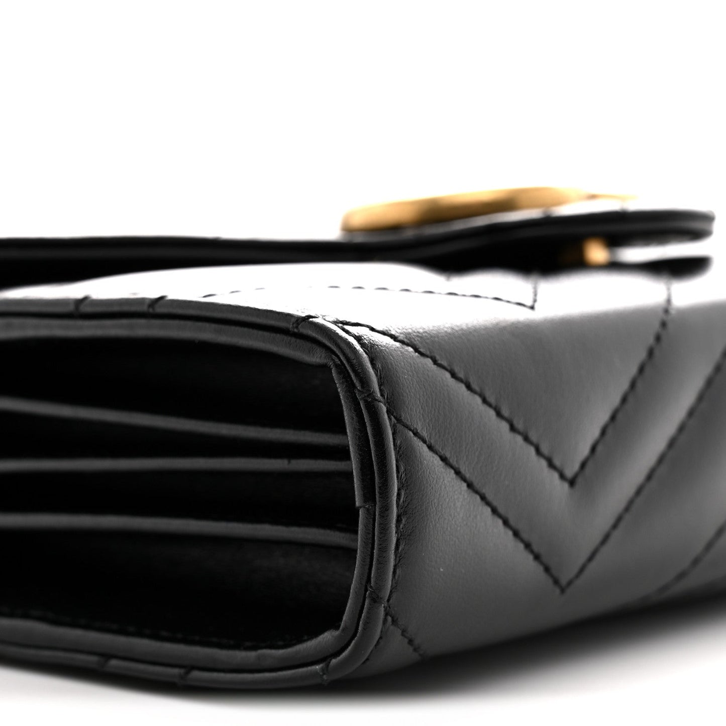 Calfskin Matelasse GG Marmont Chain Wallet Black
