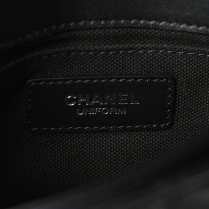 Calfskin Quilted CC Uniform Flap Belt Bag Black
