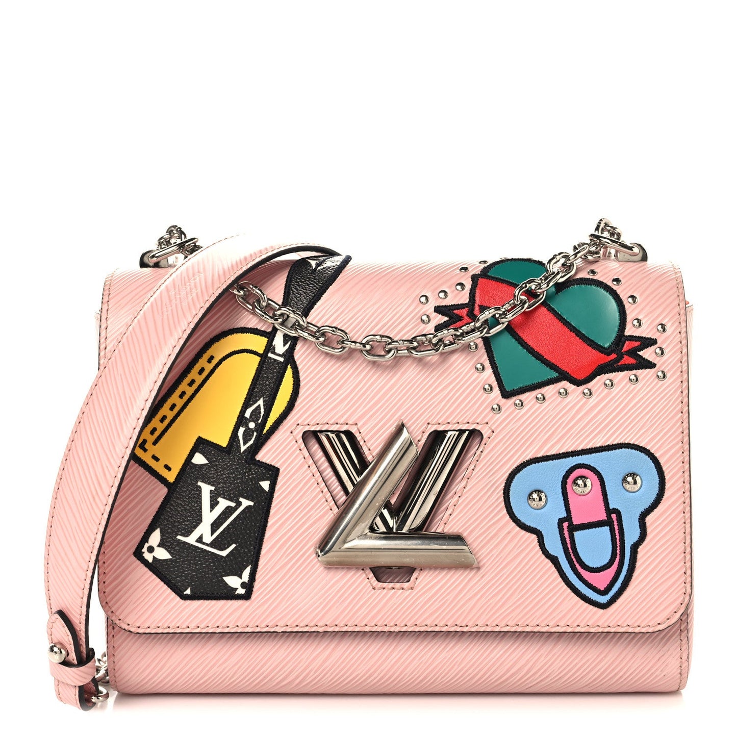 Epi Travel Stickers Twist Shoulder Bag Rose Ballerine