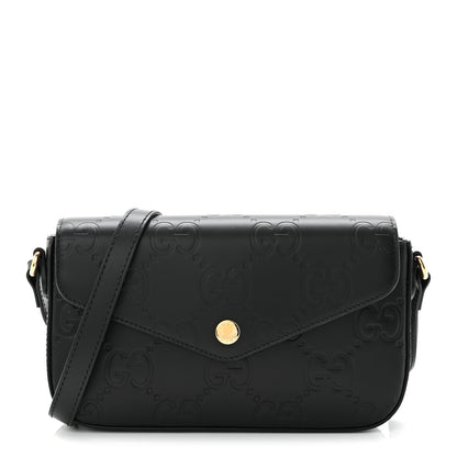 Gilbert Calfskin GG Super Mini Shoulder Bag Black