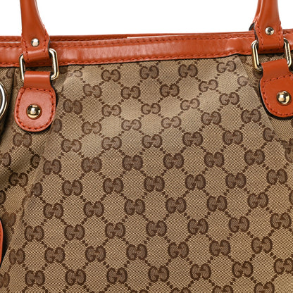 Monogram Medium Sukey Top Handle Tote Beige Orange
