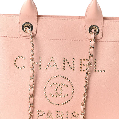 Caviar Small Studded Deauville Tote Light Pink
