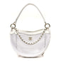 Mesh Shiny Lambskin Chain Hobo White