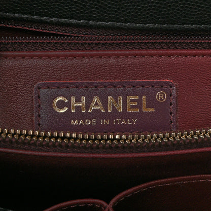 Caviar Quilted Small Coco Handle Flap Black