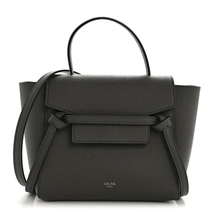 Grained Calfskin Nano Belt Bag Grey