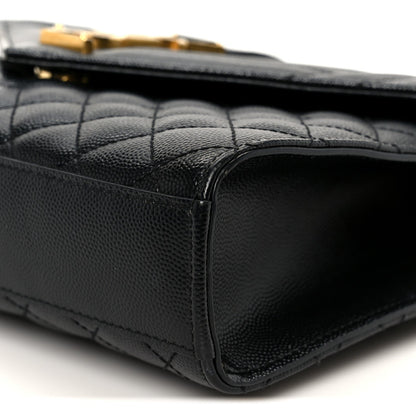 Grain De Poudre Textured Mixed Matelasse Triquilt Medium Monogram Satchel Black