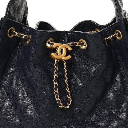 Caviar Quilted Small Chanel 25 Handbag Dark Navy