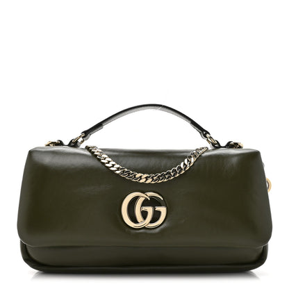 Lambskin Mini GG Milano Top Handle Shoulder Bag Green