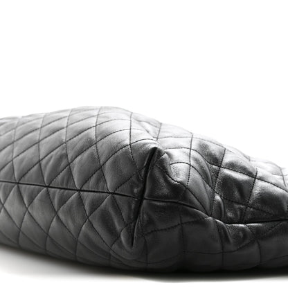Lambskin Quilted Maxi Icare Shopping Tote Black