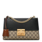 GG Supreme Monogram Calfskin Medium Padlock Shoulder Bag Beige Black Cuir