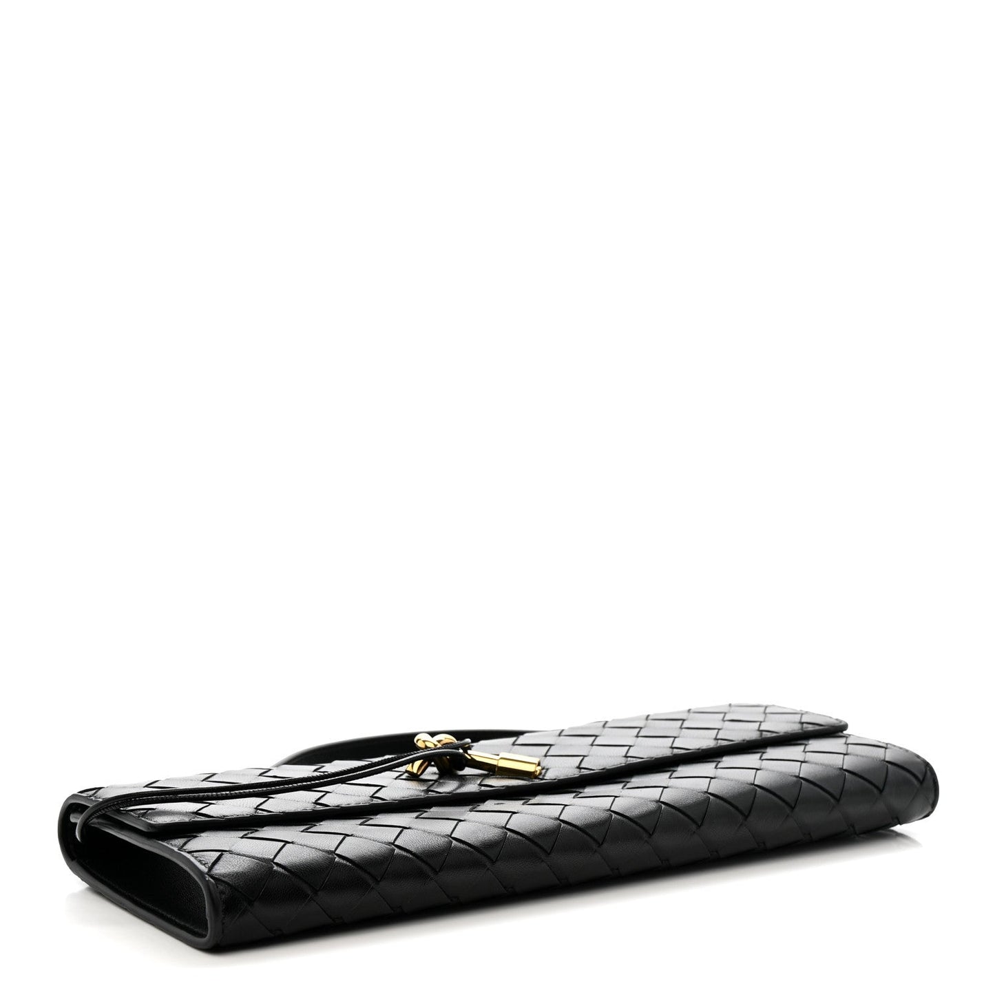Nappa Intrecciato Long Andiamo Top Handle Clutch Black