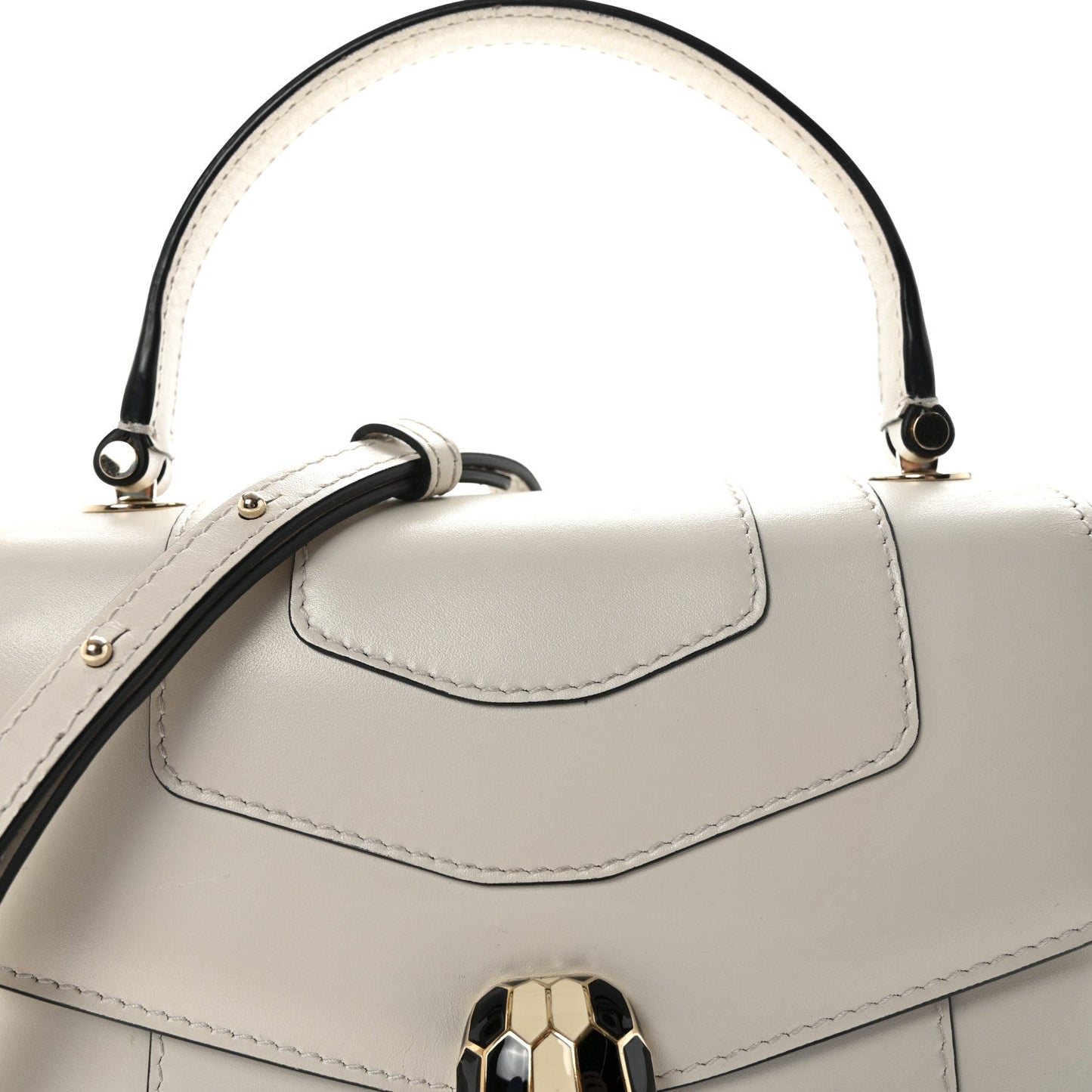 Calfskin Serpenti Forever Top Handle White