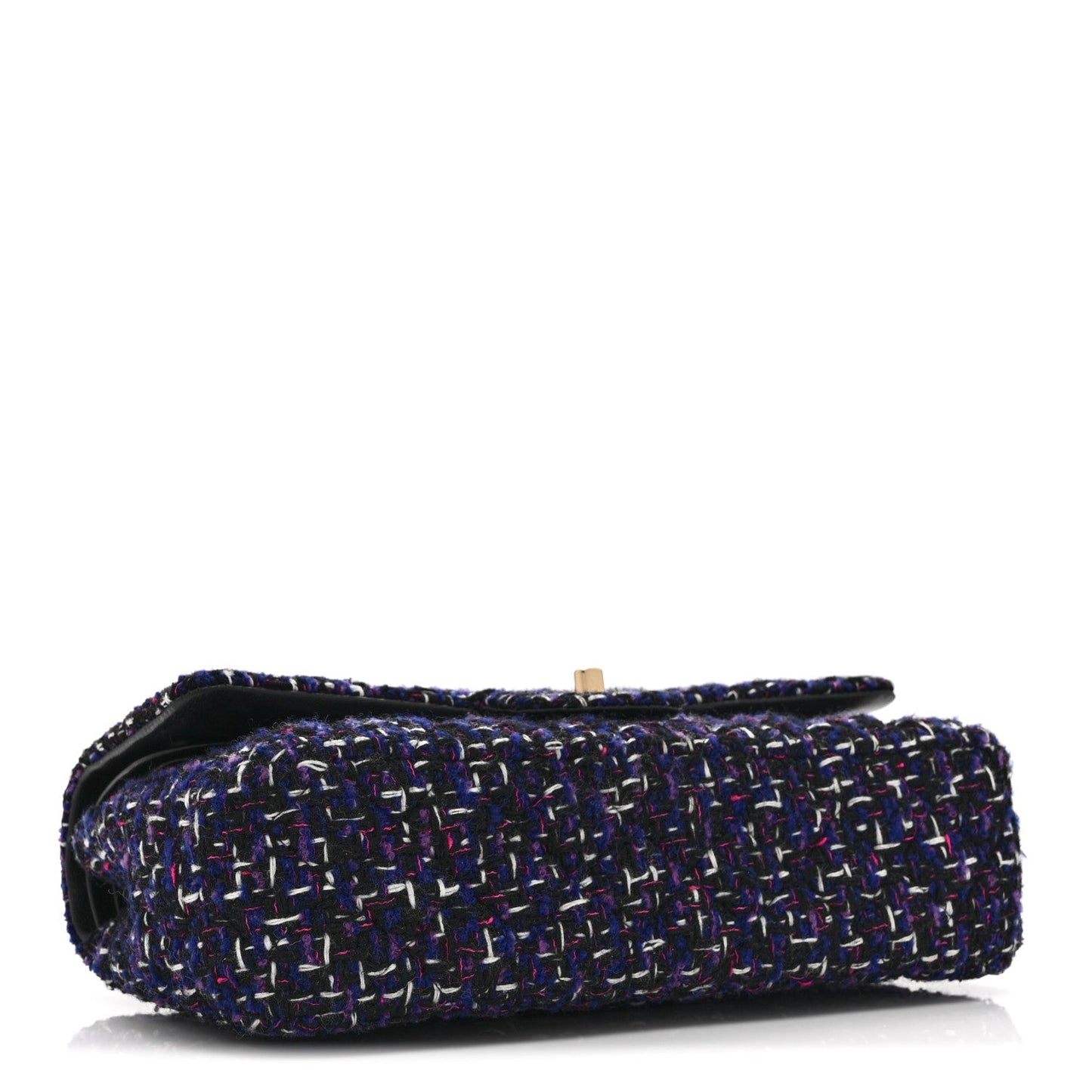 Tweed Quilted Medium Double Flap Dark Purple