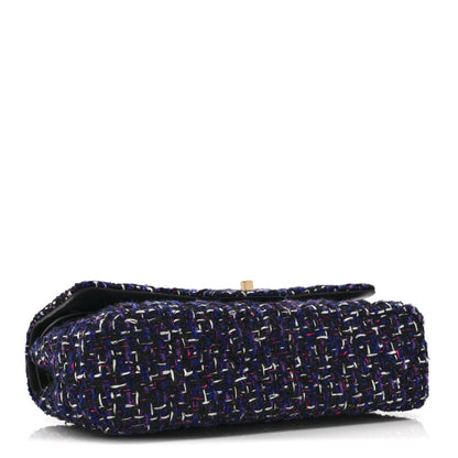 Tweed Quilted Medium Double Flap Dark Purple