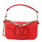 Calfskin Enamel Vlogo Small Loco Shoulder Bag Rouge Pur
