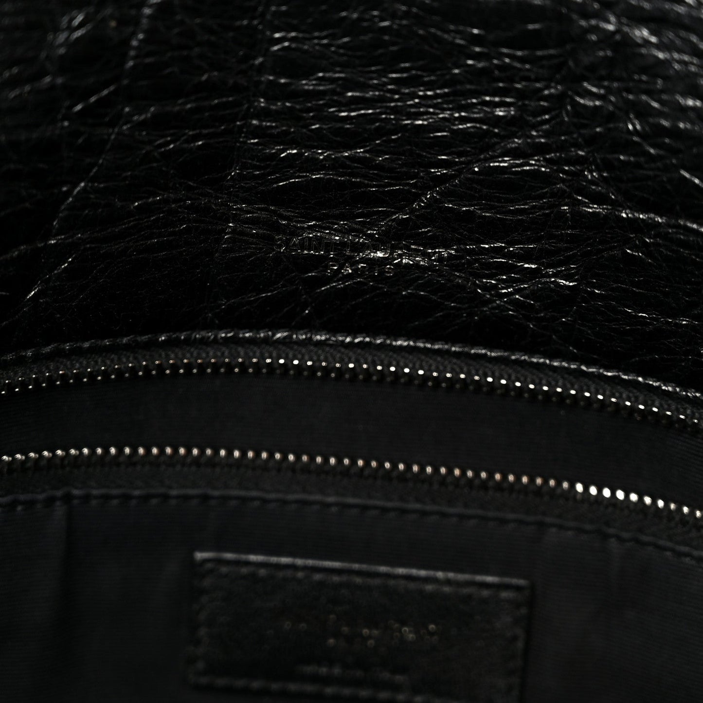 Crinkled Calfskin Matelasse Monogram Large Niki Chain Satchel Black