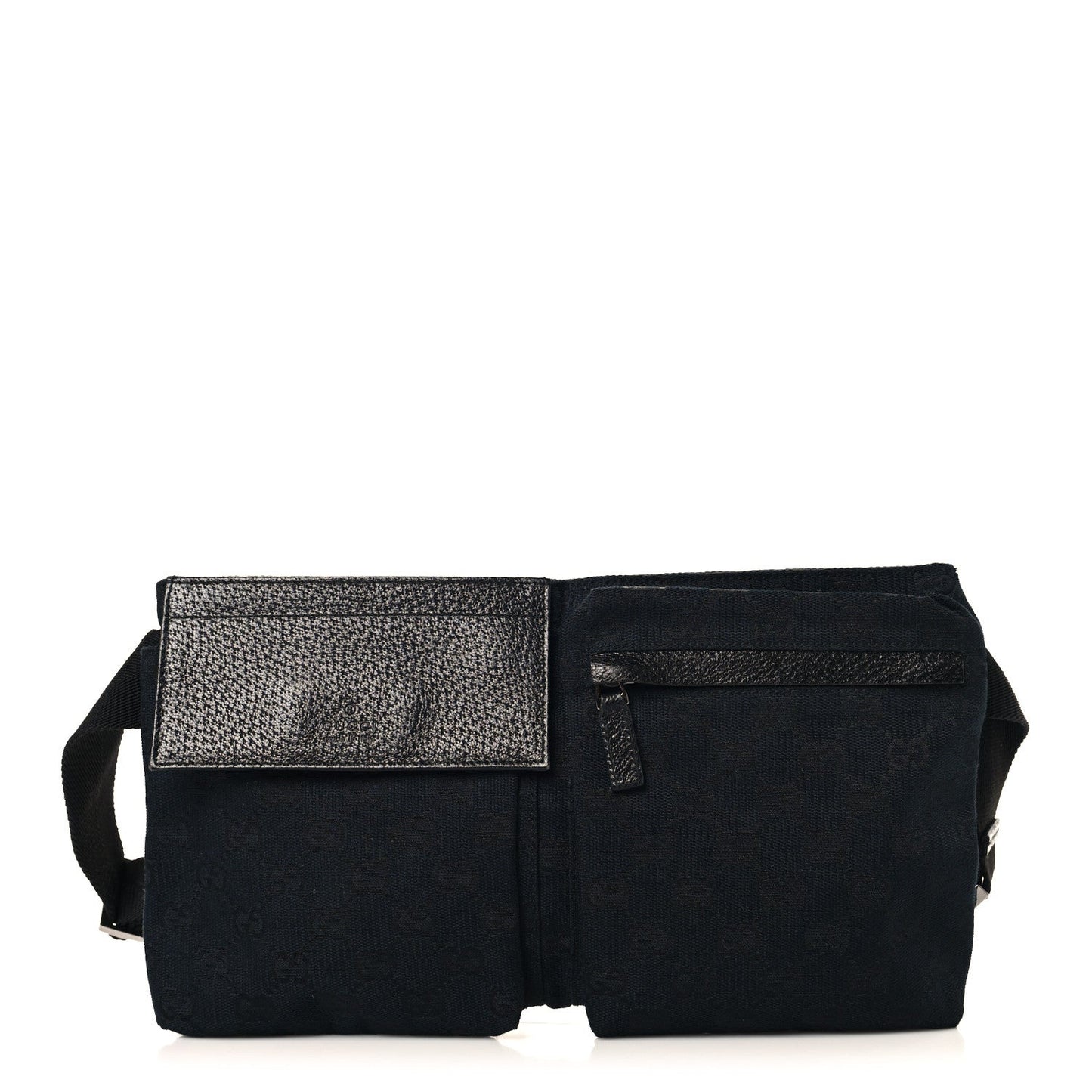 GG Monogram Double Pocket Belt Bag Black