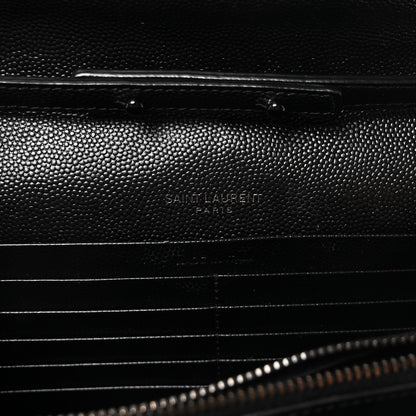 Grain De Poudre Matelasse Chevron Monogram Monochrome Chain Wallet Black