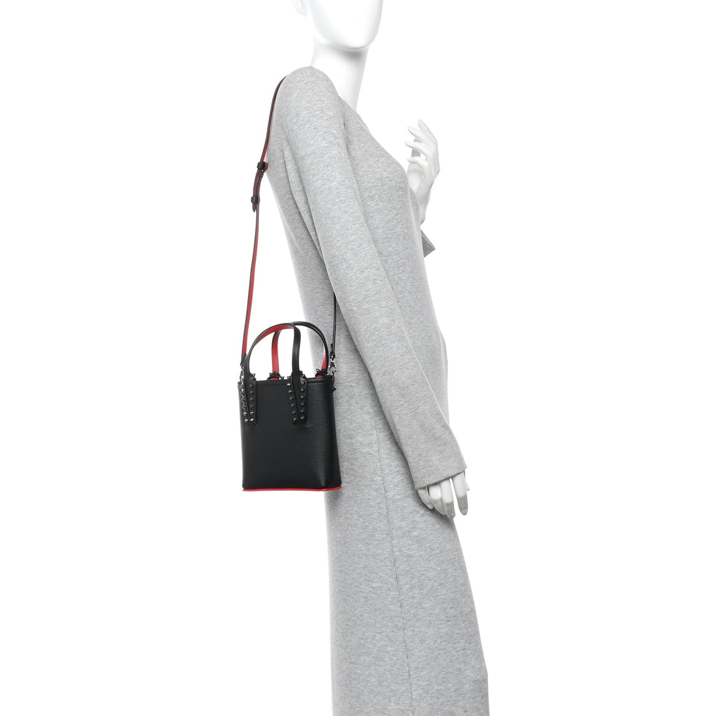 Calfskin Spikes Mini North South Cabata Tote Black