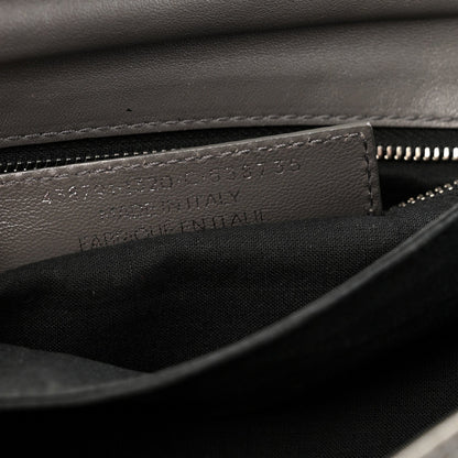 Chevre Silver Metallic Edge Hardware Envelope Clutch Gris Acier