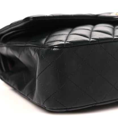 Lambskin Quilted Medium Double Flap Black