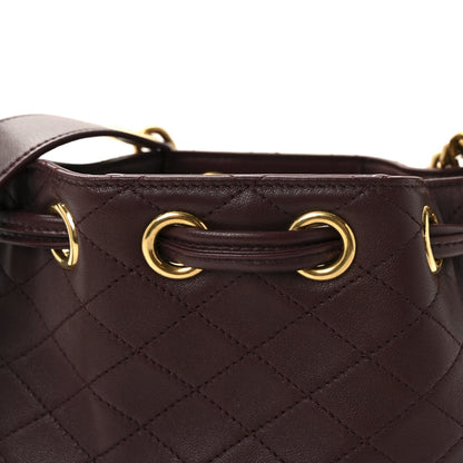 Lambskin Carre Quilted Cassandre Small Bucket Bag Hot Wine