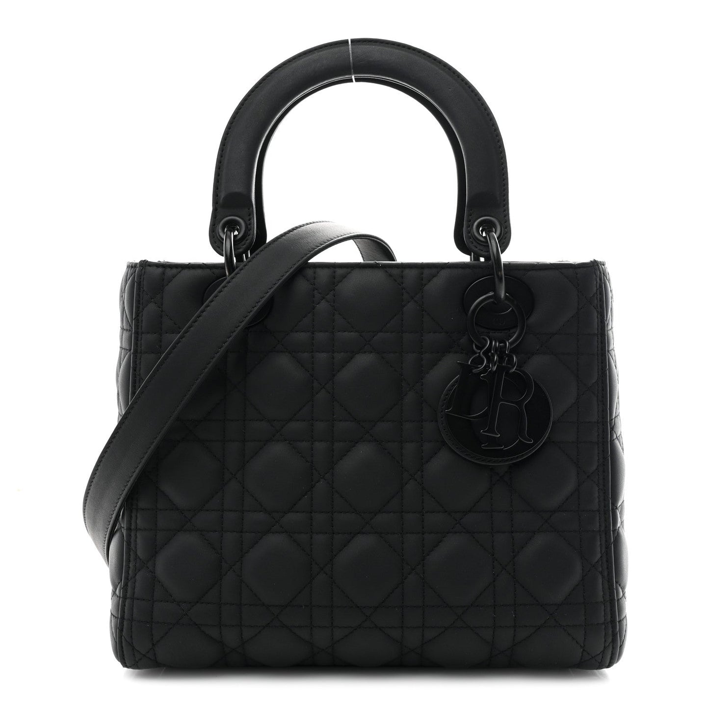 Ultra Matte Calfskin Cannage Medium Lady Dior Black