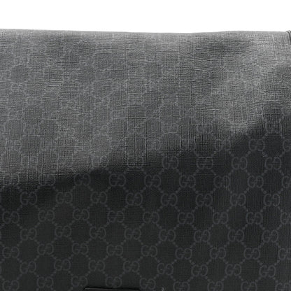 GG Supreme Monogram Web Messenger Diaper Bag Black Grey