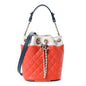 Lambskin Quilted Cuba Drawstring Tote Red White Blue