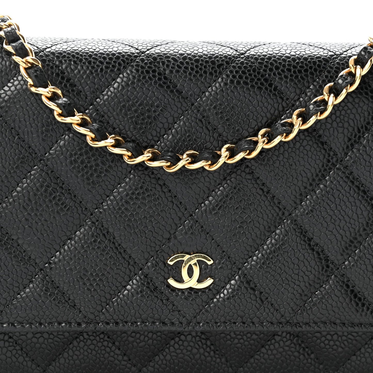 Caviar Quilted Wallet On Chain WOC Black