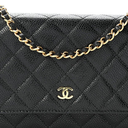 Caviar Quilted Wallet On Chain WOC Black