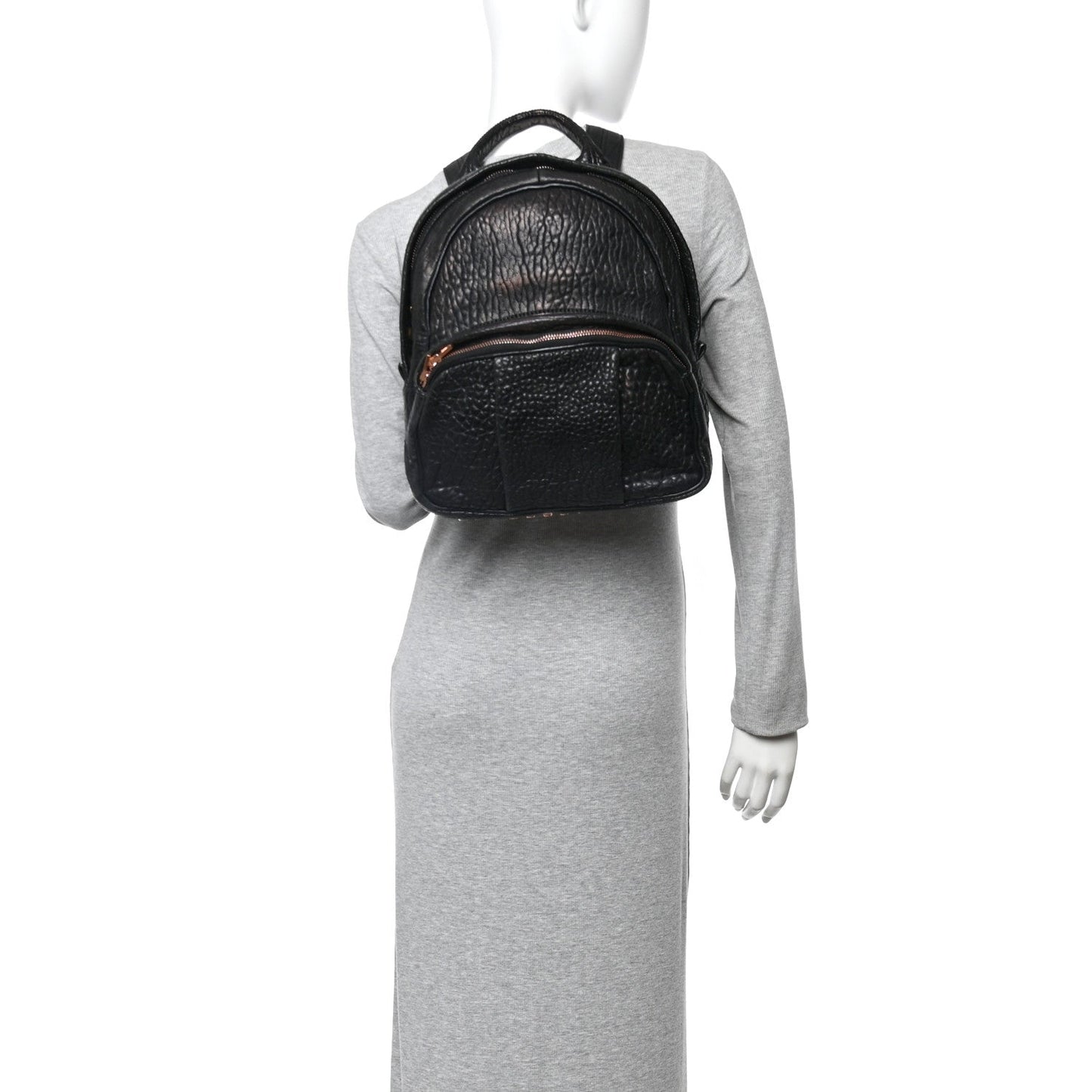 Pebbled Lambskin Dumbo Backpack Black Rose Gold Hardware