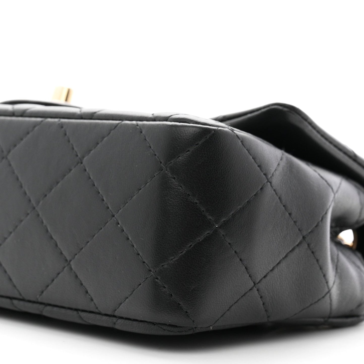 Lambskin Quilted Mini Rectangular Flap Black