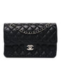 Lambskin Quilted Small Double Flap Black