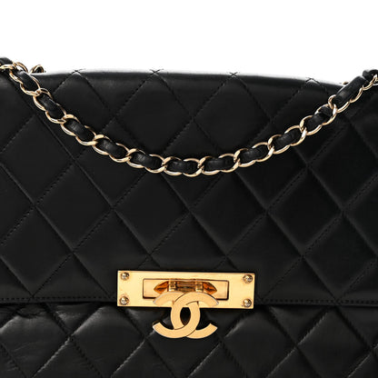 Lambskin Quilted Large Golden Class Flap Black
