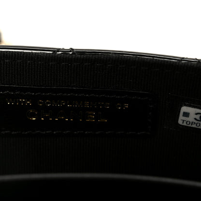 Patent Calfskin Quilted Mini Flap Black