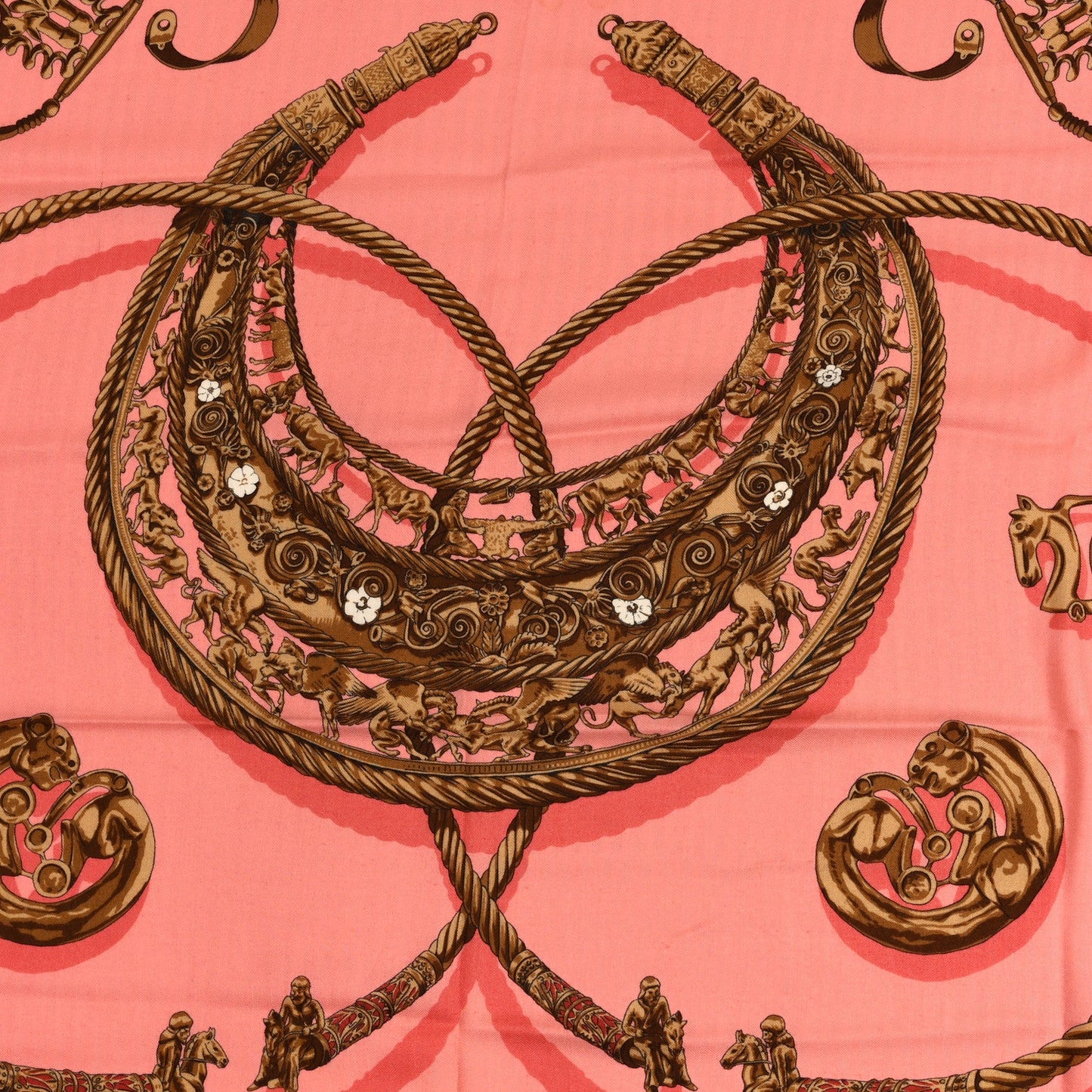 Silk Cashmere Les Cavaliers D'Or Scarf 140