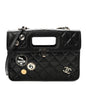 Aged Calfskin Charms Flap Bag Black