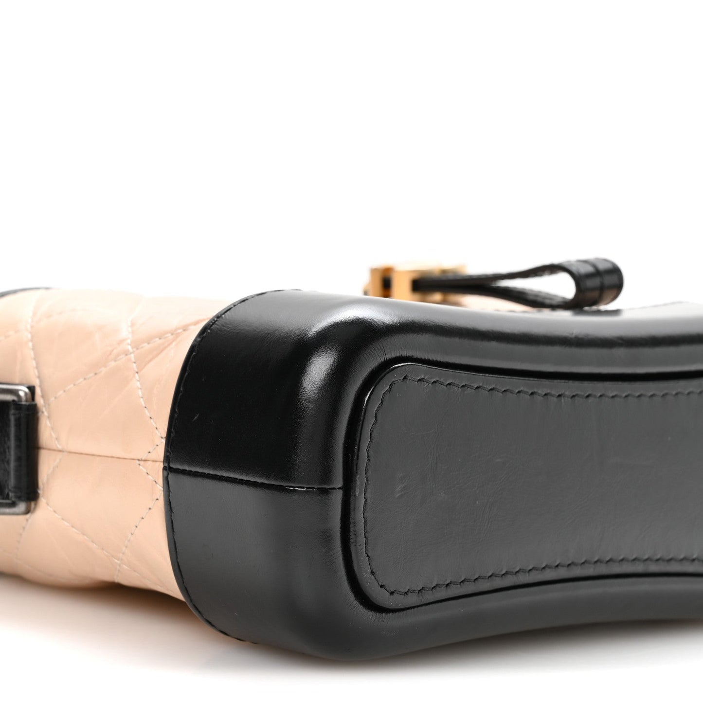 Aged Calfskin Quilted Small Gabrielle Hobo Beige Black