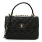 Lambskin Quilted Small Trendy CC Chain Dual Handle Flap Bag Black