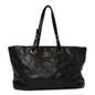 Glazed Calfskin Large On The Road Tote Black