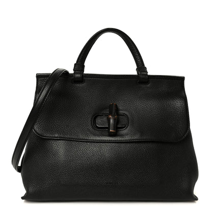 Cellarius Calfskin Bamboo Daily Top Handle Bag Black