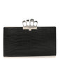 Calfskin Crocodile Embossed Knuckle Flat Clutch Black
