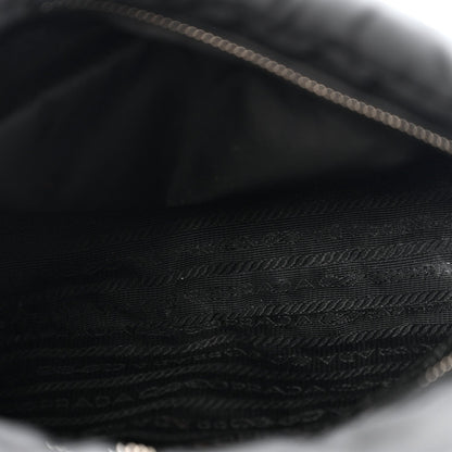 Re-Nylon Quilted Padded Flap Shoulder Bag Black